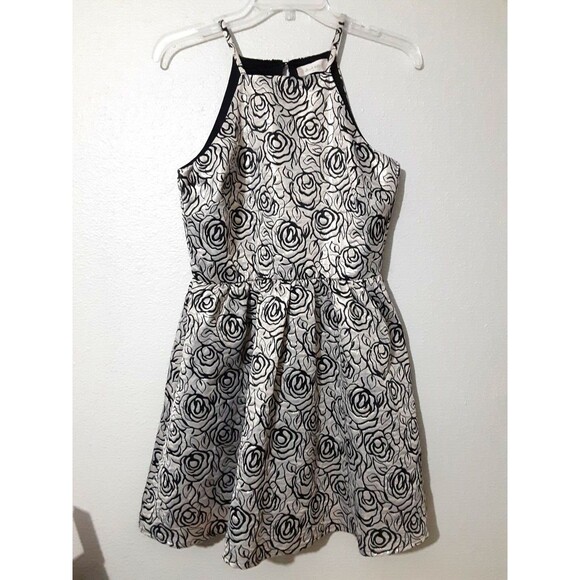 Altar’d State champagne black rose pattern Cocktail dress Size M - Picture 1 of 13